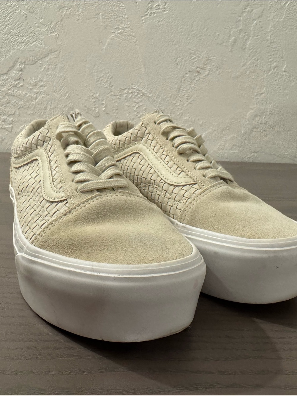 Rockport Cream Woven Suede Platform Lace-Up Sneakers